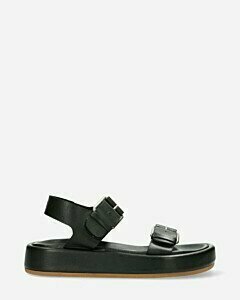 Sandal buckles smooth leather black