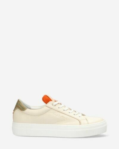 Sneaker smooth leather white and orange