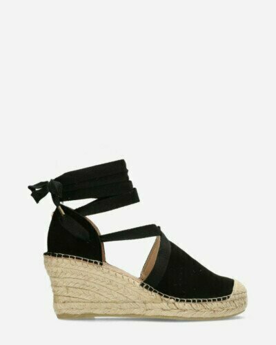 Espadrille with heel and straps black