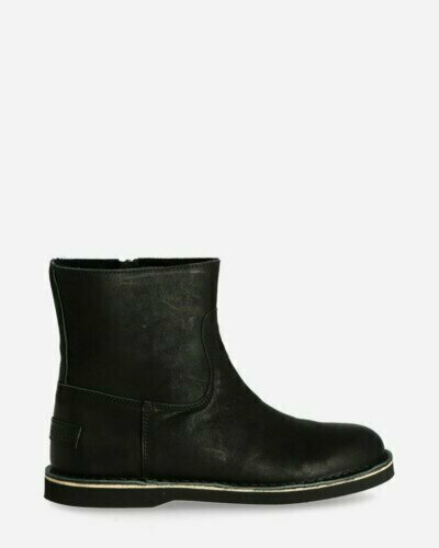 Ankle boot waxed grain leather black
