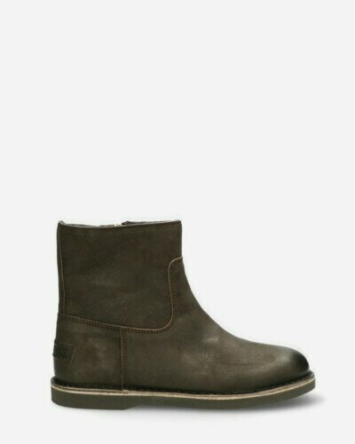 Lined ankle boot waxed leather anthracite
