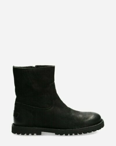 Wool lined ankle boot black