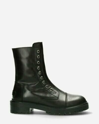Biker boot smooth leather black