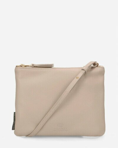 Crossbody bag smooth leather taupe
