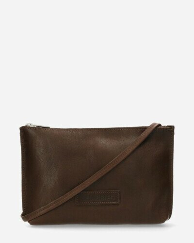 Shoulder bag leather dark brown