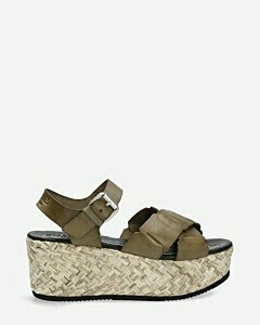Espadrille sandal smooth leather green