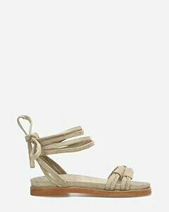 Sandals suede with ankle straps light grey