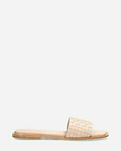 Woven slippers tanned leather soft pink