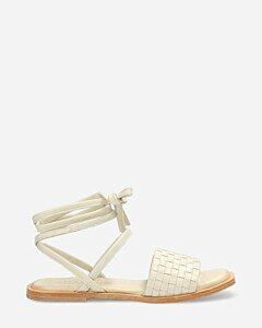 Sandals woven tanned leather off white