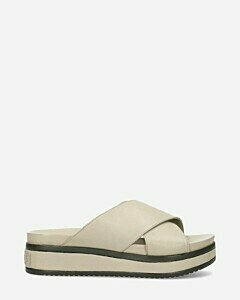 Slipper smooth leather taupe