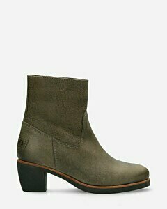 Heeled ankle boot waxed grain leather grey