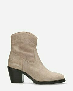 Ankle boot waxed suede light taupe