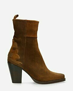 Ankle boot waxed suede warm brown