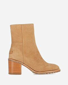 Heeled ankle boot brushed leather cognac