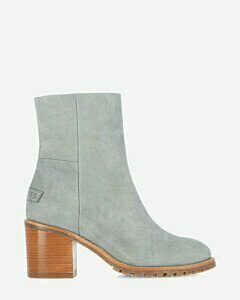 Heeled ankle boot brushed leather grey