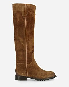 Shaft boot waxed suede warm brown