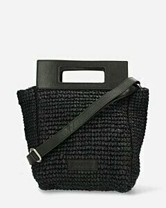 Handbag Raffia square black