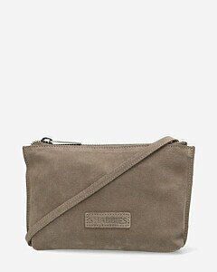 Crossbody bag printed leather taupe